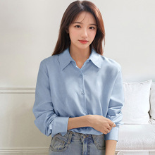 春秋款上衣百搭设计感小众女士衬衫复古港味长袖纯色职业百搭衬衣