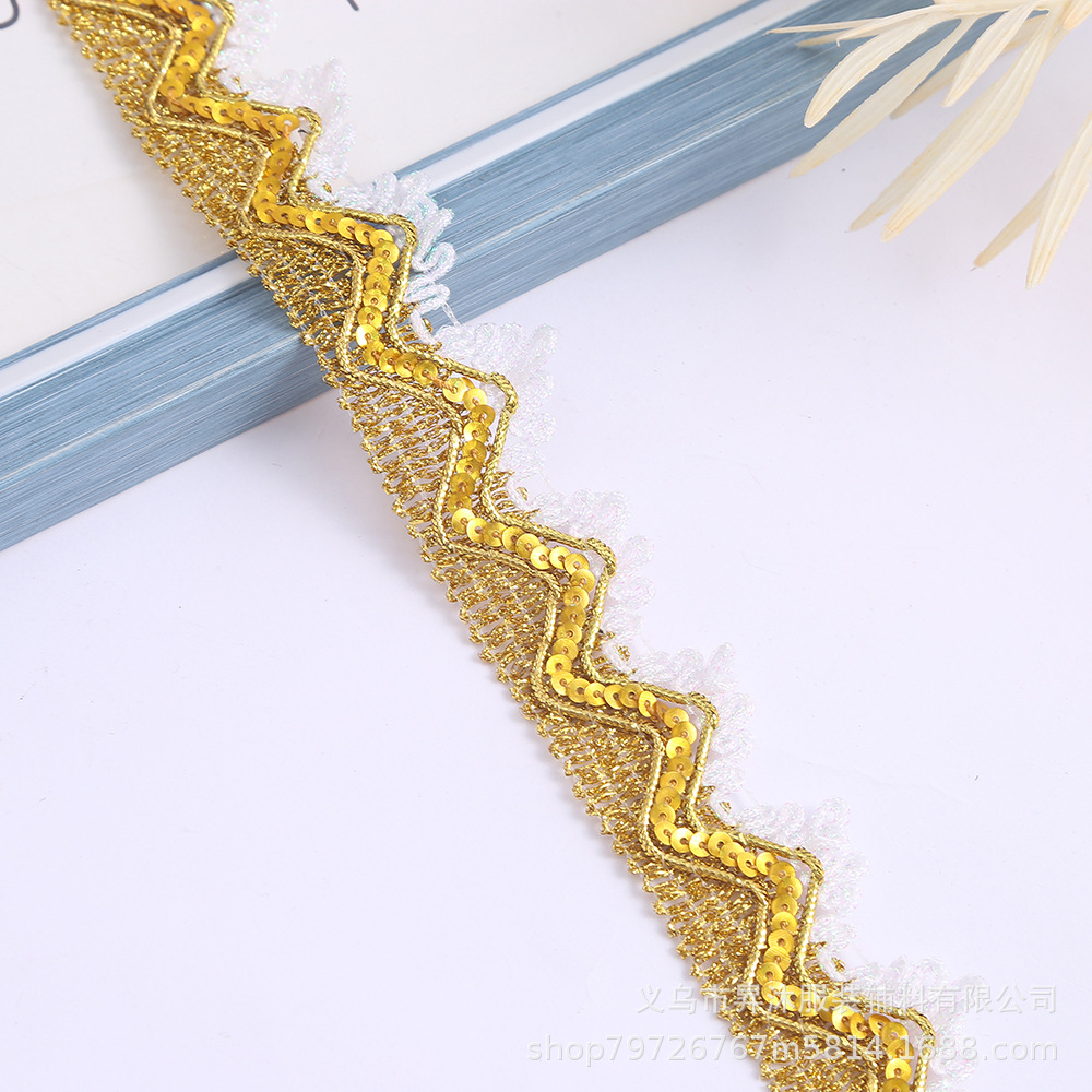 Dragón año Chanel estilo encaje accesorios hechos a mano bricolaje Ropa de Oro encaje cortina encaje en stock