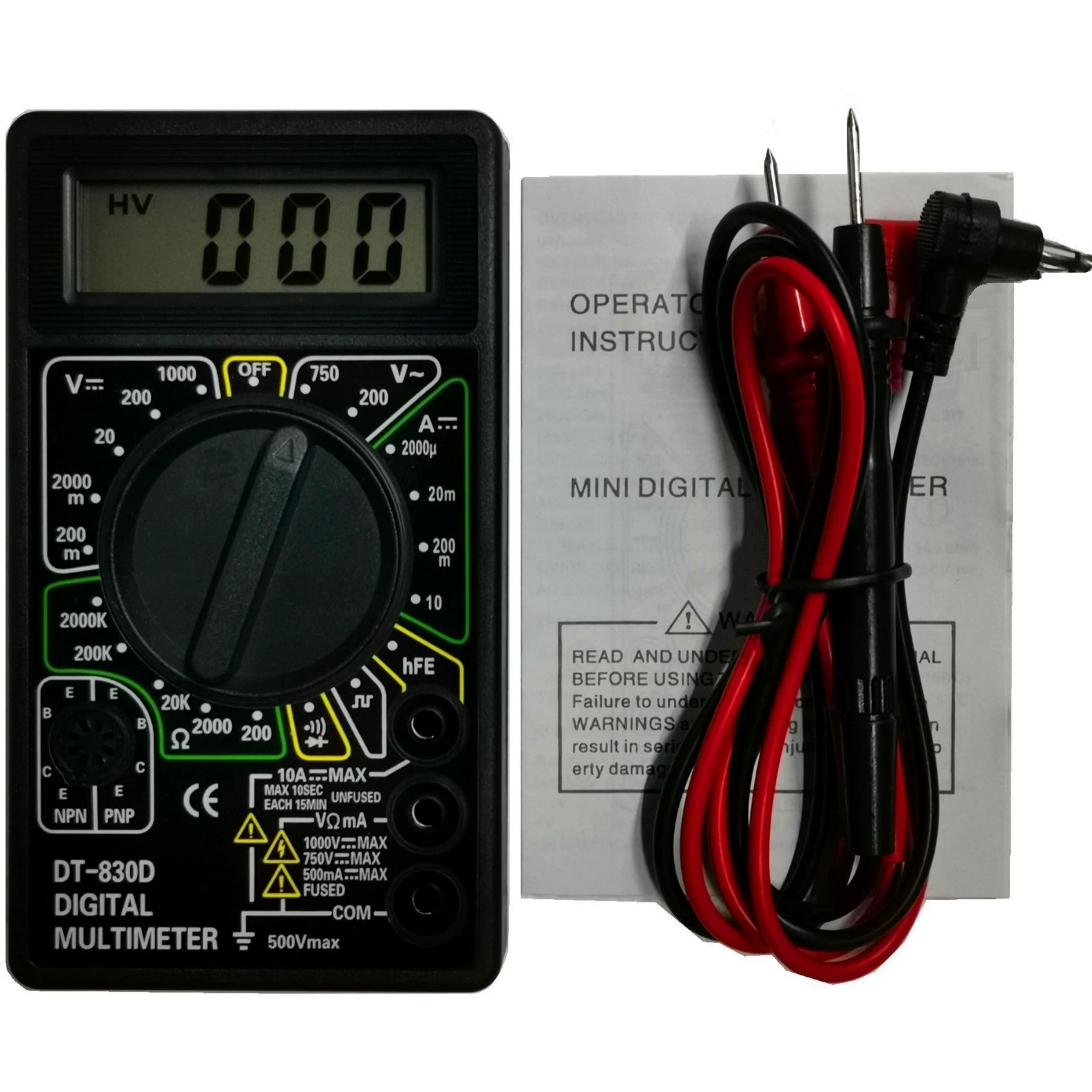 Цифровой мультиметр Малый Автоматический диапазон DT-830D Цифровой дисплей серии Высокоточный устойчивый к ожогам мультиметр для измерения температуры