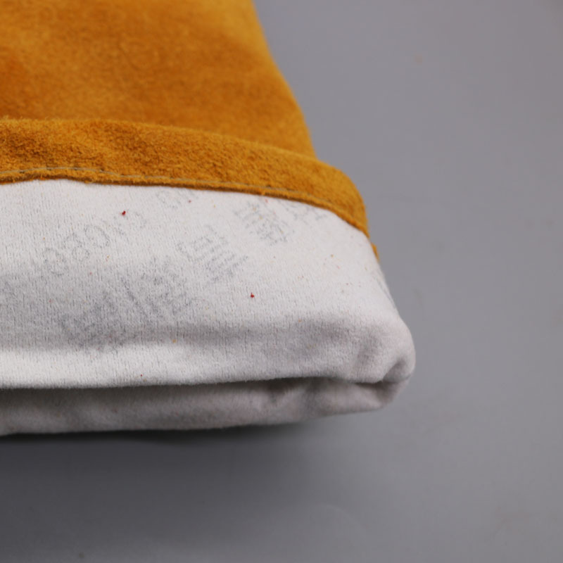 Guante de cuero de vaca de doble capa alargado soldador de cuero de vaca de doble capa soldadura resistente al desgaste a alta temperatura resistente al quemado aislamiento térmico protección laboral