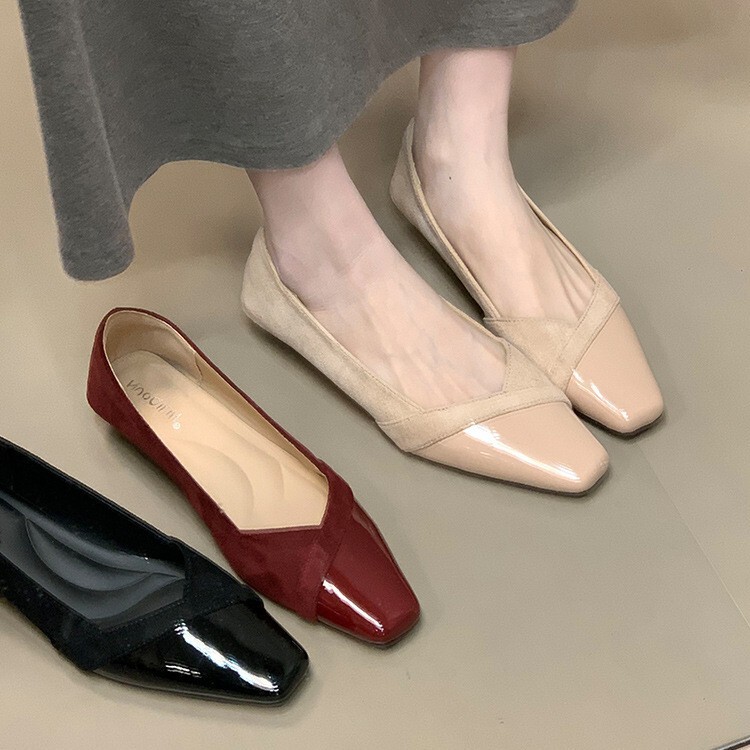 速鼎家！法式小香风单鞋女2025年秋季绒面拼接晚晚鞋通勤温柔女鞋|undefined