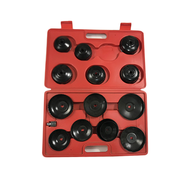 Venta al por mayor elemento de filtro de aceite del coche llave de filtro de la máquina herramienta de protección de gas filtro 14 piezas llave de filtro de máquina de tapa ordinaria