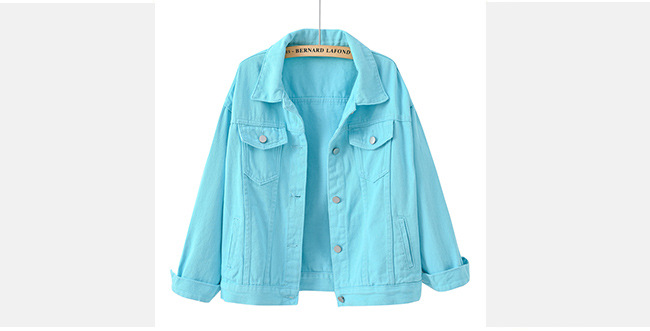 Women's Fashion Solid Color Washed Button Single Breasted Coat Denim Jacket display picture 3