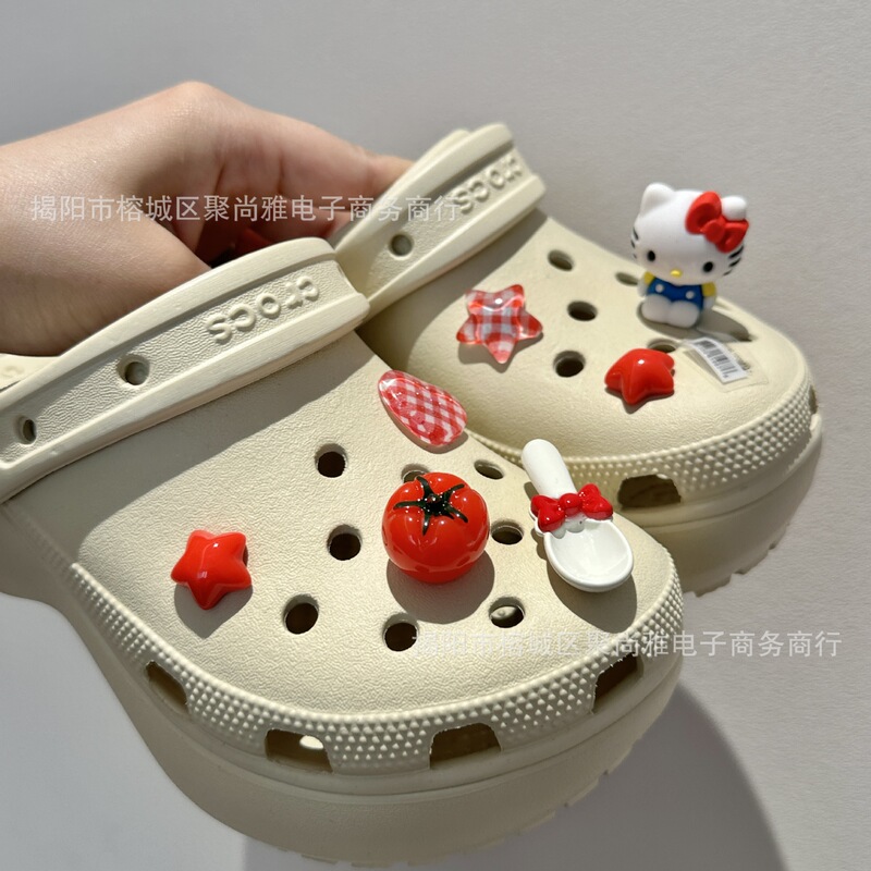 New Hole Shoes Accessories diy Tomato Kitty Shoe Flower Red Cute Kate Cat Original Niche Sweet Cool Shoe Flower