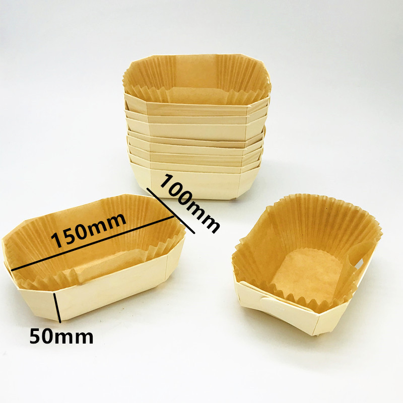 Caja de madera para hornear Molde para pan tostado de madera resistente al horno Molde para hornear Bizcocho mediano Molde de madera para pastel de papel natural