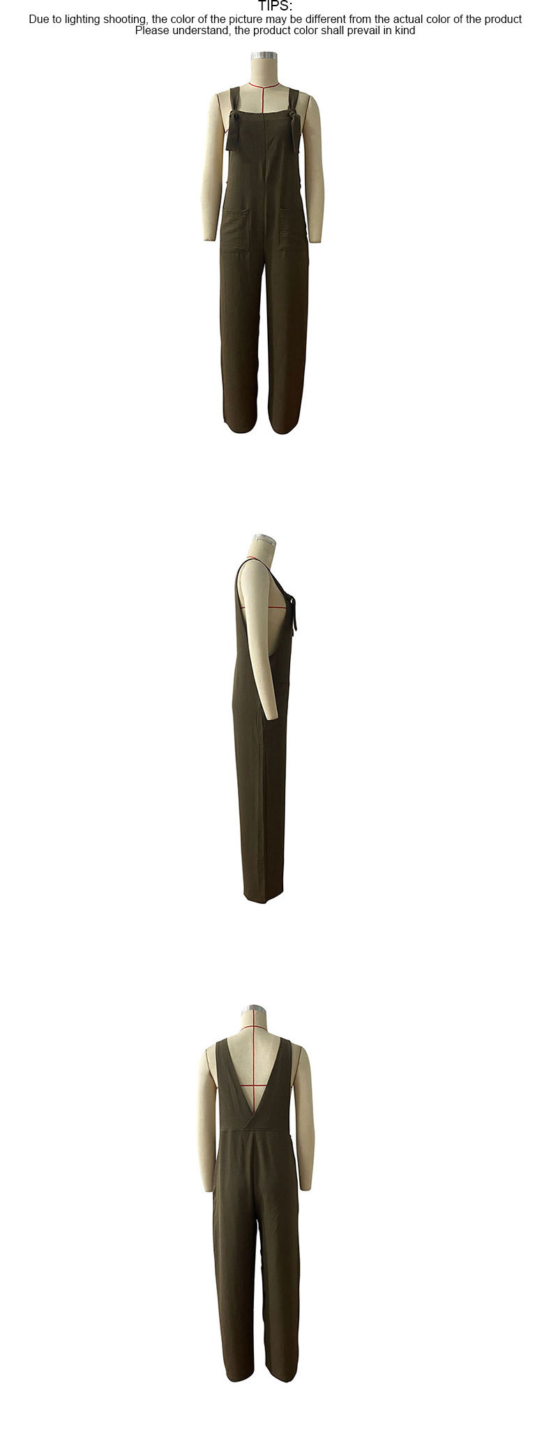 Solid Color Pocket Nine-point Straight Overalls_voghion.com