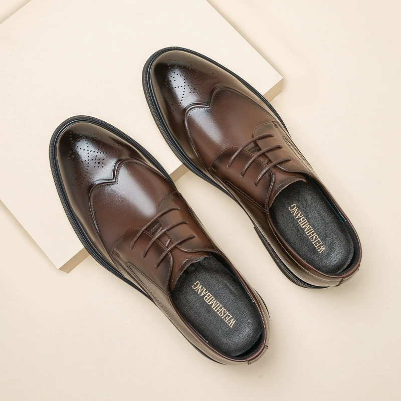 Популярные в наличии высококачественные кожаные туфли, мужская деловая официальная одежда из натуральной кожи, броги с резьбой, британский Свадебный Мужской Шах