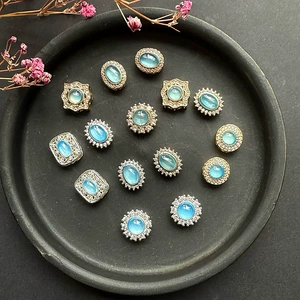 DIY copper gold-plated silver color aquamaric oval double-hole beads handmade beaded bracelet necklace accessories material