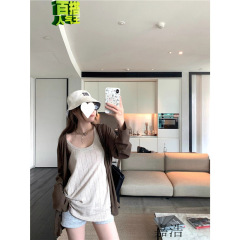 咖色防晒开衫设计感微透吊带套装女夏新款慵懒风宽松显瘦两件套