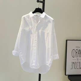 白色衬衫女韩版宽松2024年春装新款大码衬衫设计感小众百搭衬衣潮