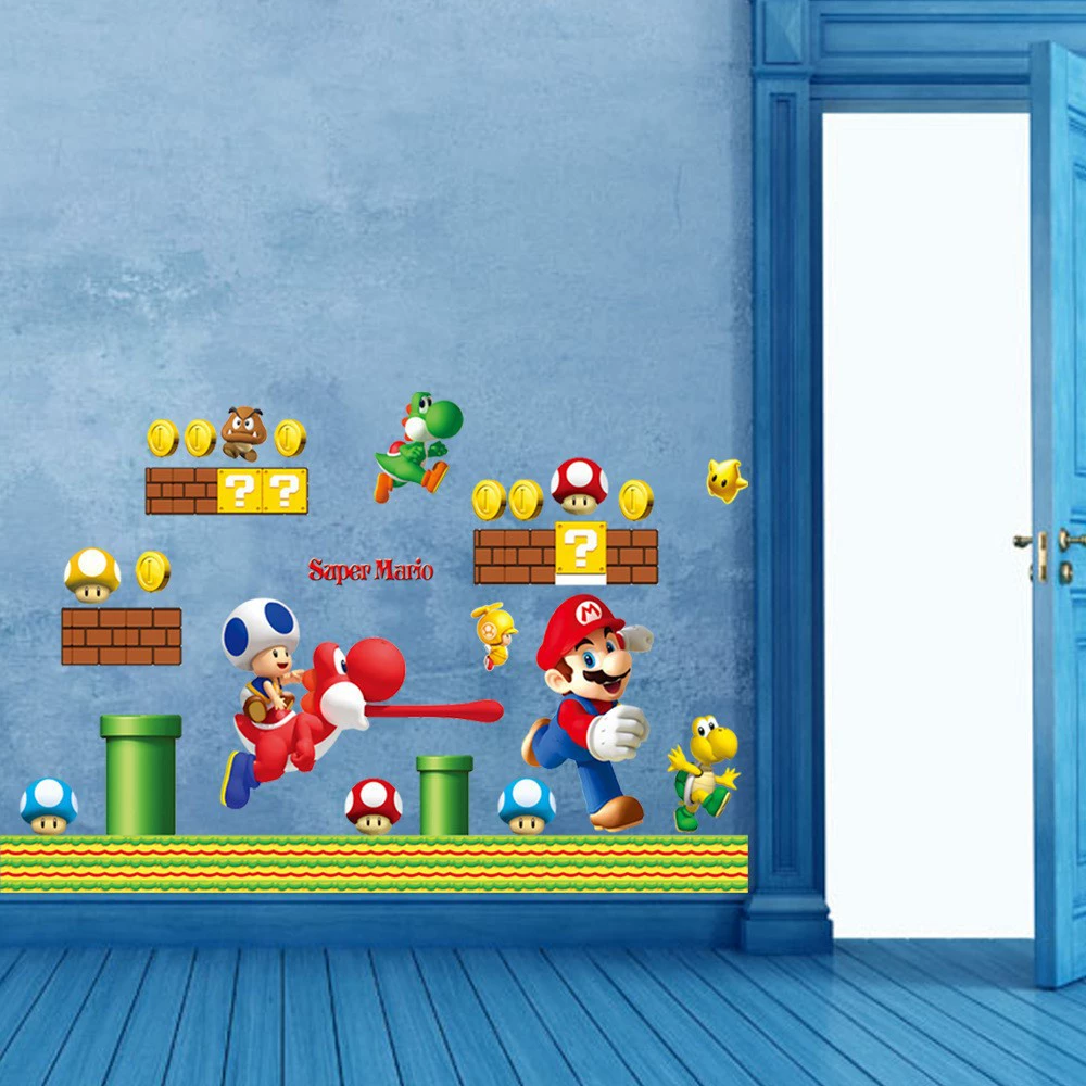 AY7062 Foreign Trade Cartoon Super Mary Children's Room Kindergarten can remove stickers Three -generation wall stickers