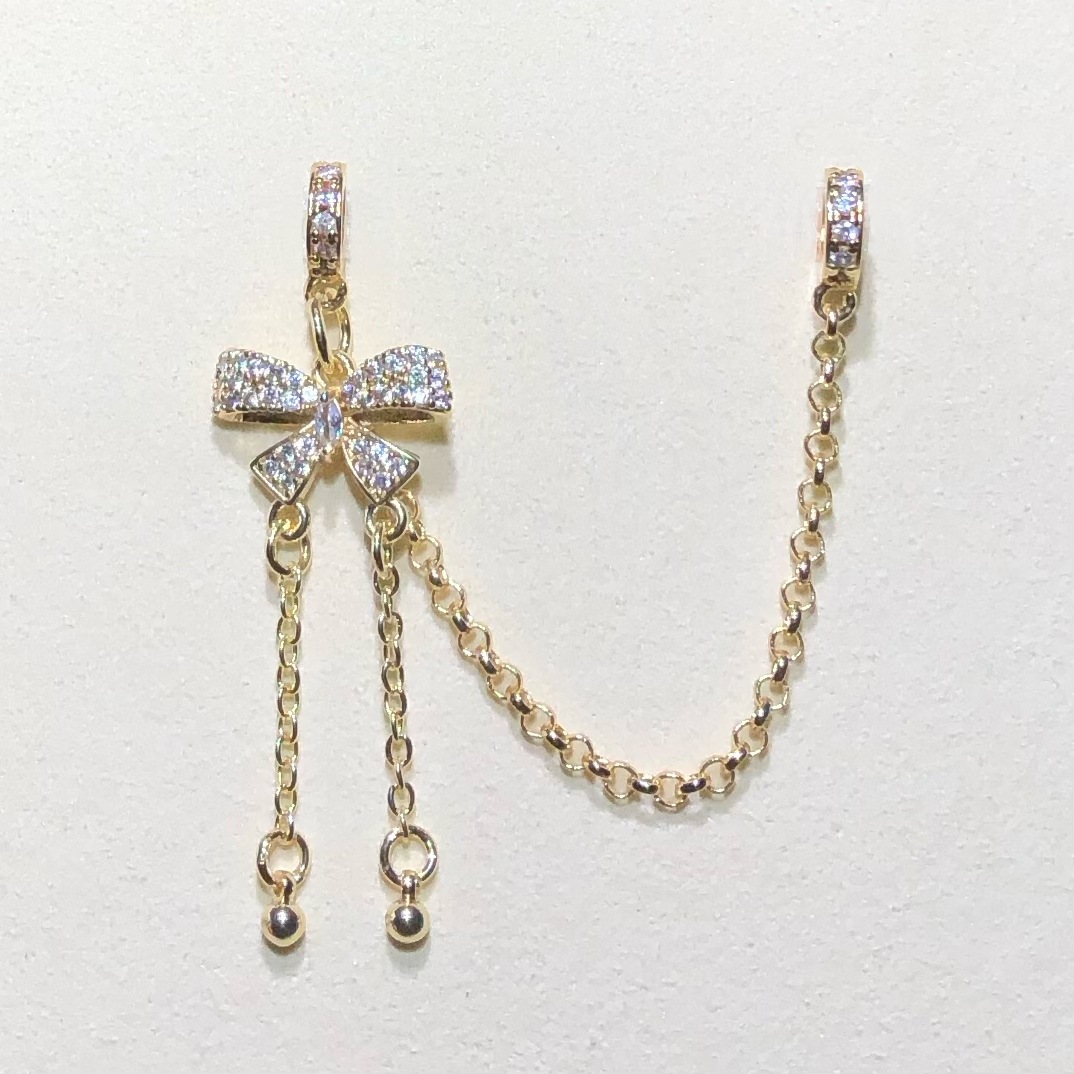 14K Gold-Plated Color-Preserving Crystal DIY Accessories Bowknot Tassel Pendant Chain Spacer Beads Bracelet Necklace Beaded Accessories