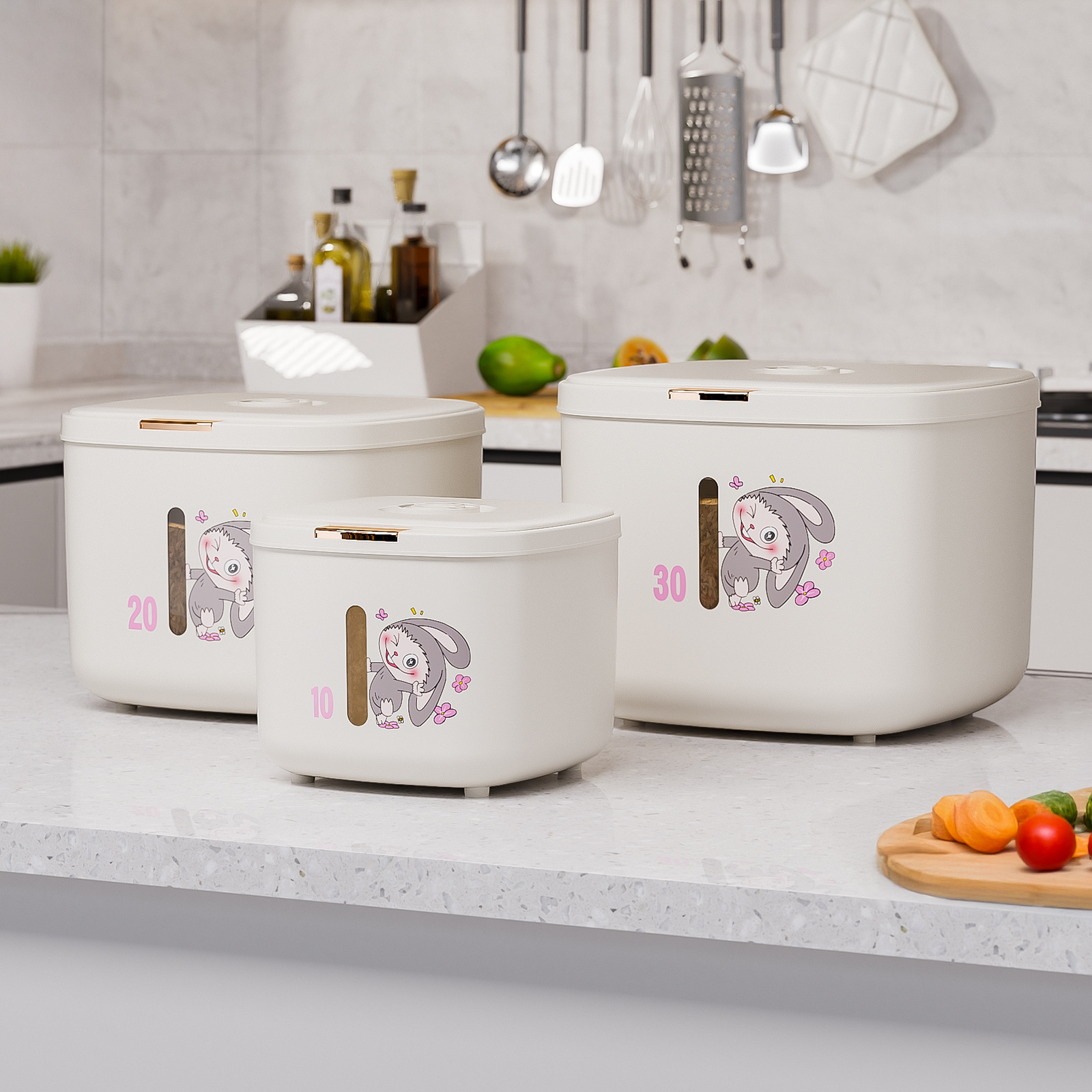 Hermoso barril de arroz a prueba de insectos y humedad, caja de arroz de grado alimenticio, tanque de almacenamiento de granos, cilindro de arroz