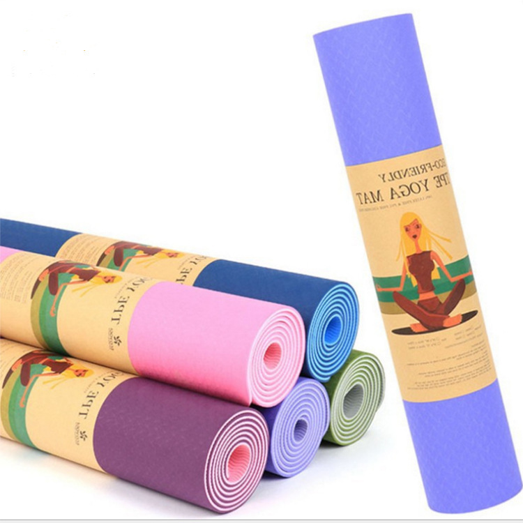 Fabricantes de stock al por mayor TPE mat de yoga de dos colores 183 * 61 * 0.6 mat de ejercicios deportivos de danza portátil mat