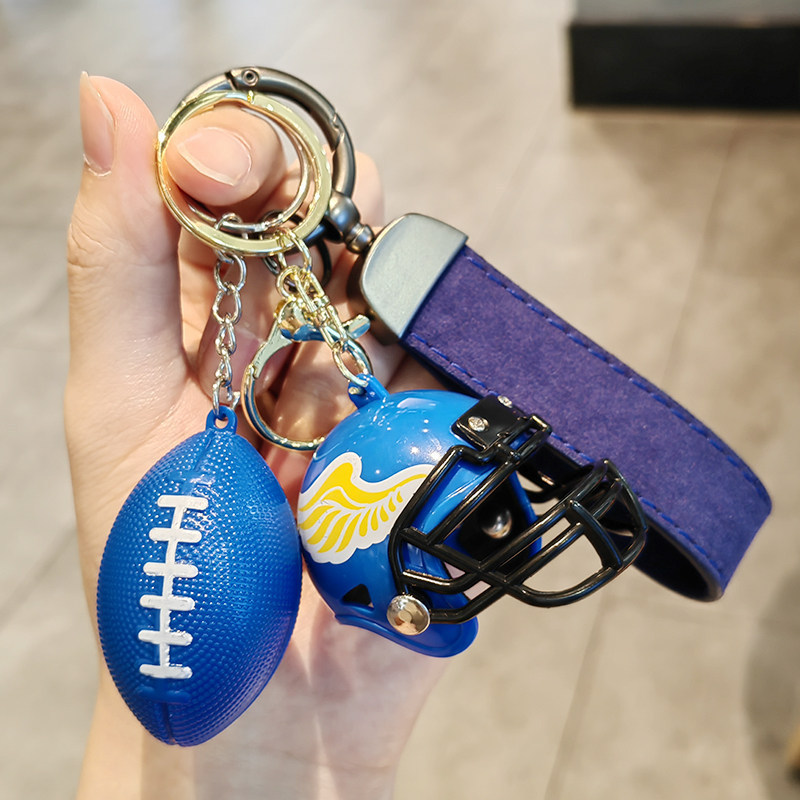 Rugby Helmet Keychain Backpack Exquisite Pendant Creative Hanging Ornament Small Gift for Men and Female Students Rugby Helmet Keychain Backpack Exquisite Pendant Creative Hanging Ornament Small Gift for Men and Female Students