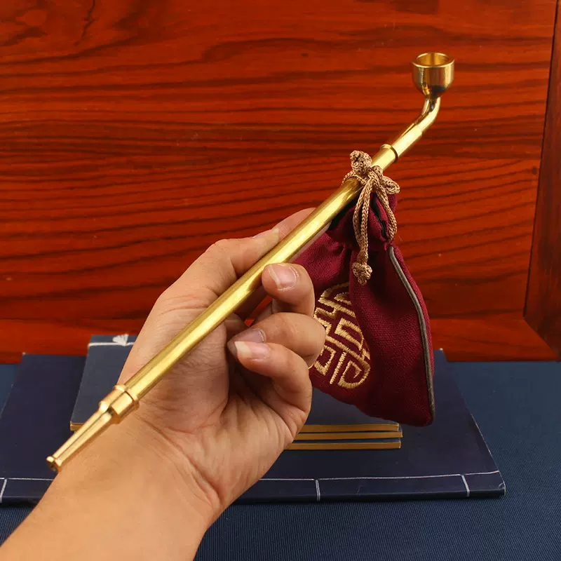 烟斗旱烟烟嘴烟袋锅黄铜烟筒烟枪旱烟袋烟杆烟兜黄烟筒土烟烟袋跨