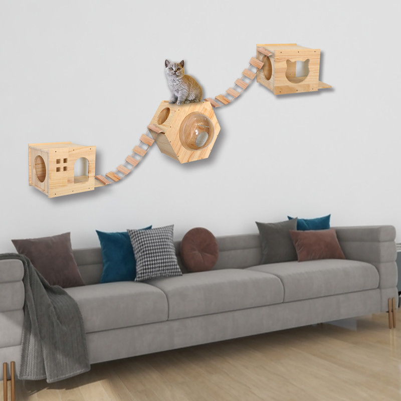 패키지 3(소형 도어 캣네스트 + 벌집 캣네스트 + 캣네스트 + 현수교 사다리*2)