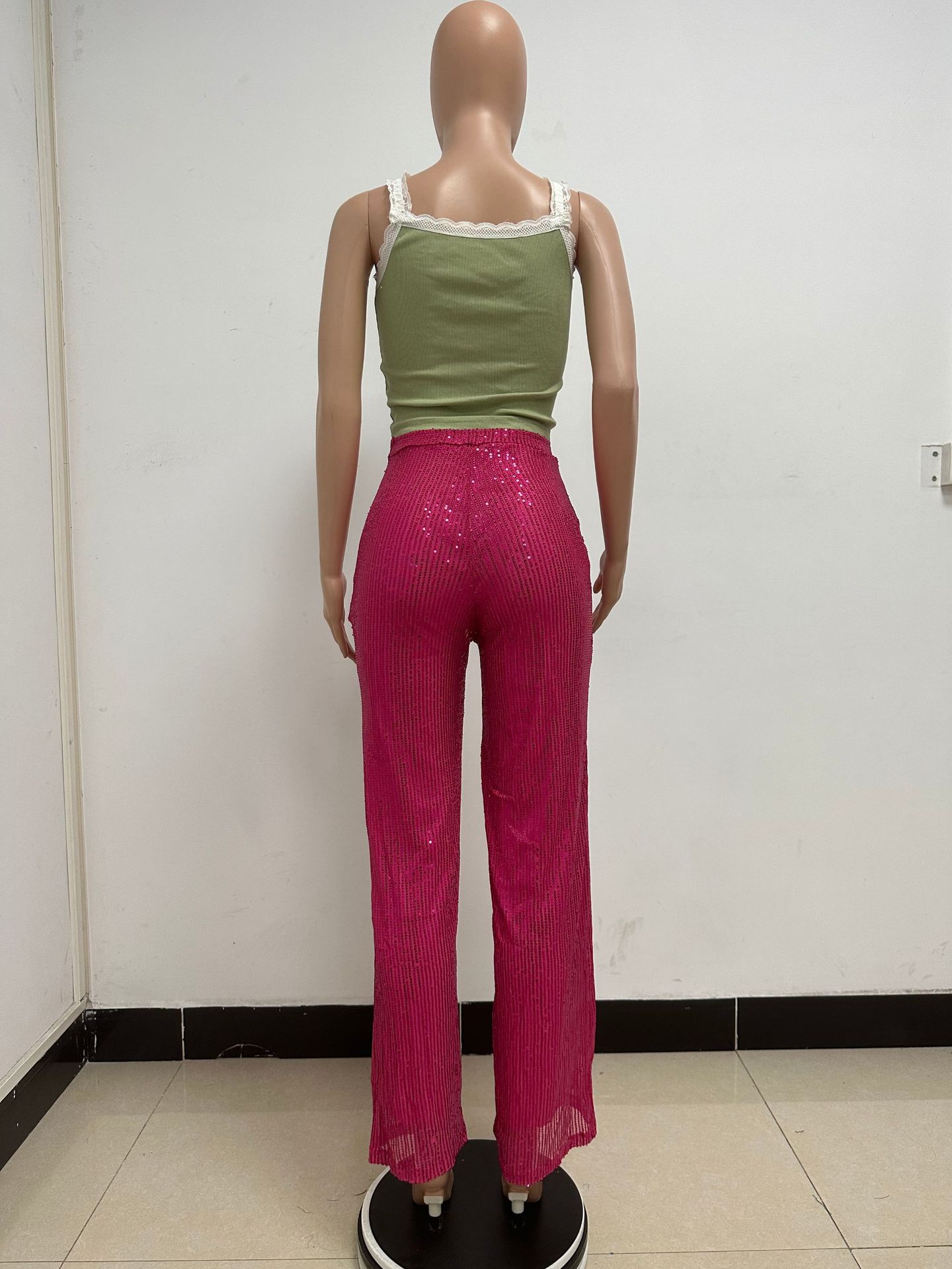 Women's Party Street Fashion Solid Color Full Length Sequins Casual Pants display picture 86