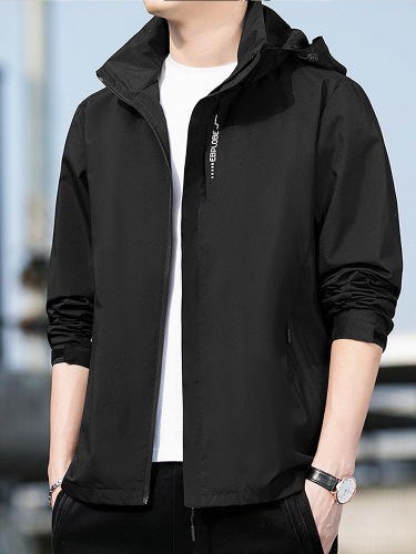 Spring and Autumn Thin Outdoor Sports Waterproof Jacket Plus Size Men's Windbreaker Couple's Top Letter Casual Coat