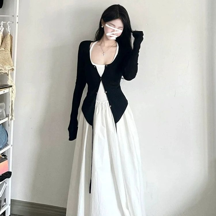 Pure Desire White Suspender Dress Women's Summer New High-End Korean Style Petite Matching Suit