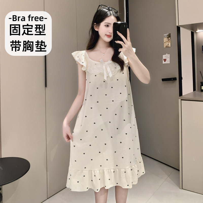 2026 New Summer Nightgown with Chest Pads, Sweet Princess Style, Cute Suspenders, Loose-Fitting Home Wear for Girls, Can Be Worn Outside 2026 New Summer Nightgown with Chest Pads, Sweet Princess Style, Cute Suspenders, Loose-Fitting Home Wear for Girls, Can Be Worn Outside