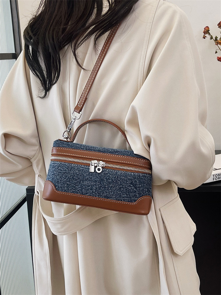 Bolso de diseño de nicho para mujeres nueva moda denim cross-border color contrastante empalme bolso de hombro de tendencia bolso pequeño