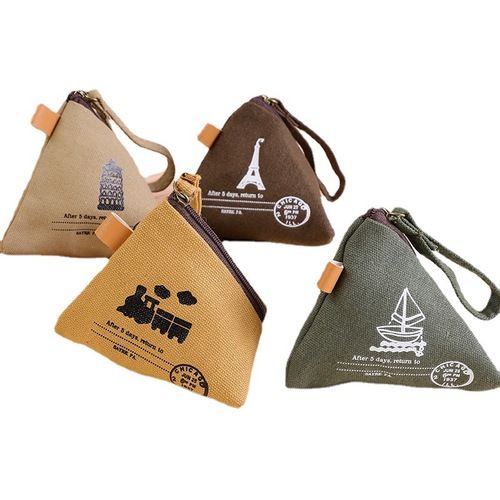 Iron Tower Personalized Creative Retro Zongzi Coin Purse Women's Mini Canvas Art Korean Cute Coin Bag Key Bag Men's