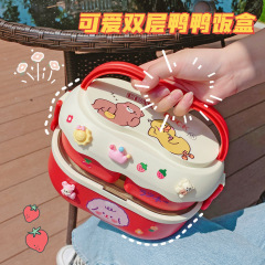 Cute antibacterial lunch box for office workers and girls, high-looking lunch box, microwave oven special heating large capacity with partition