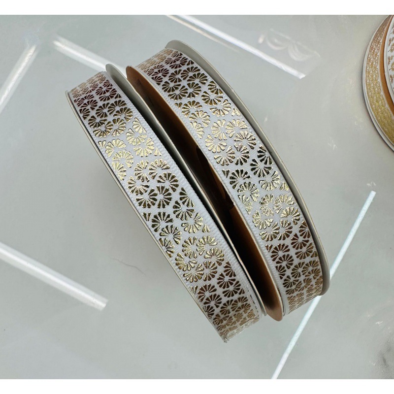 Bar brazo DIY cinta termoestable estampado poliéster cinta de regalo caja de regalo decoración 1.5cm de ancho estampado blanco