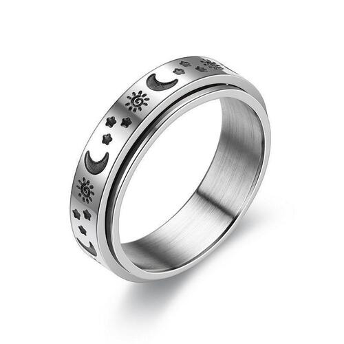 Cross-border wholesale rotating titanium steel rings for men, European and American, stress-relief stainless steel couple rings