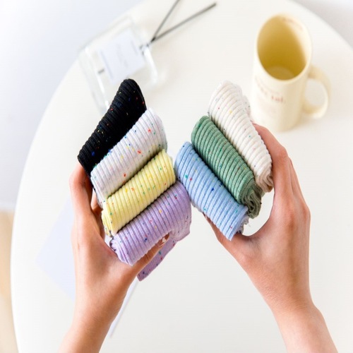 Red Book Style Japanese Socks Cute Medium Calf Student Idea Cotton Thin Striped Casual Solid Color Women Simple Versatile