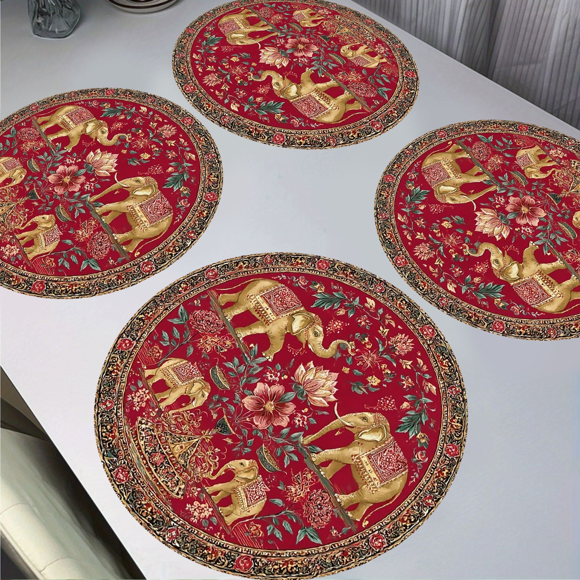 temu Hot Sale Diamante Impresión 2D Cojín de mesa redondo estilo bohemio cojín de lino para diseñar
