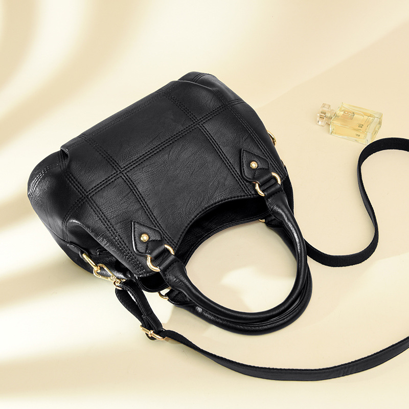 Casual women's bag middle-aged mother bag texture soft PU leather large capacity crossbody handbag_voghion.com