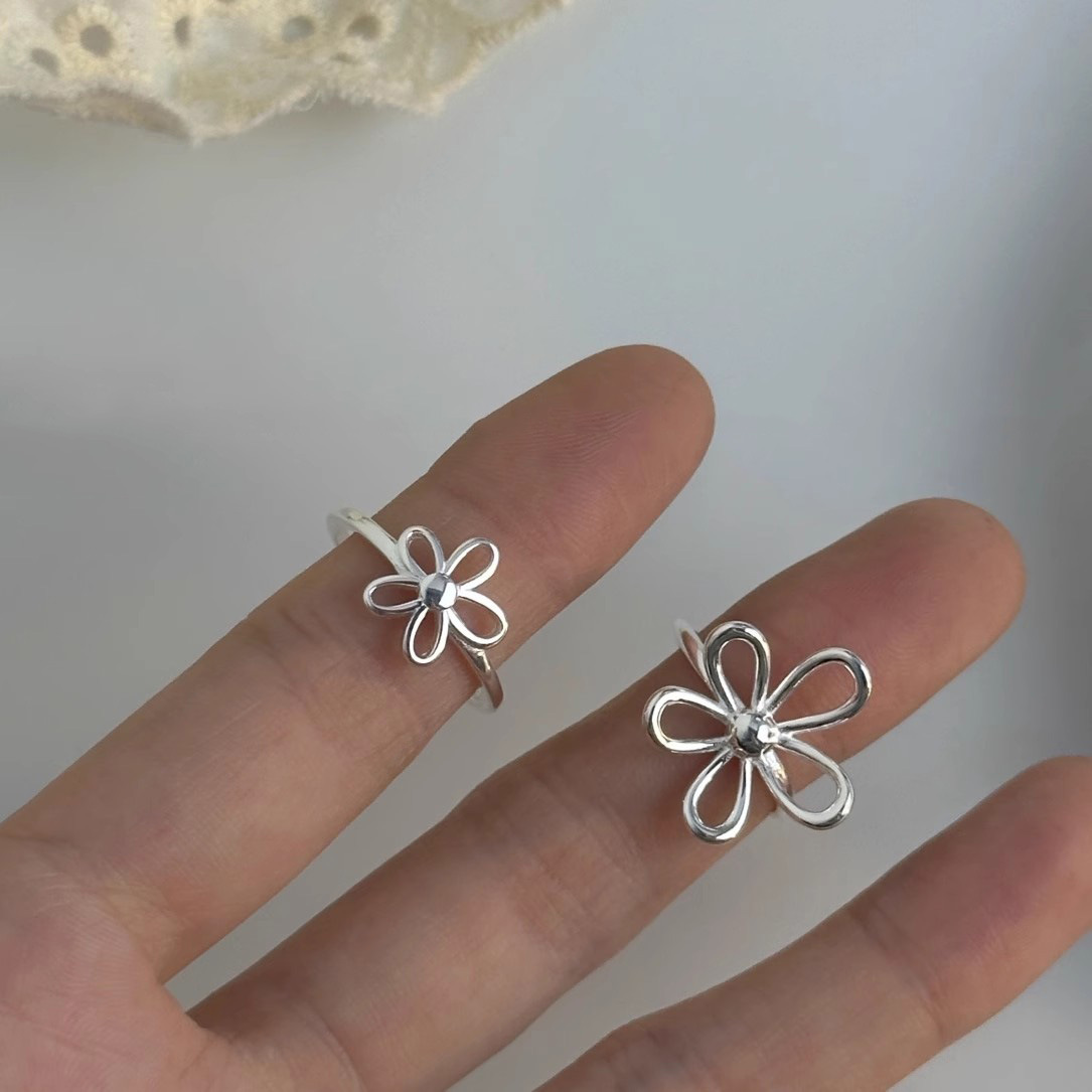 1g Weight Rings Classification Adjustable Ring Size 1 Piece Quantity Holiday, Tea Party Occasion 925 Sterling Silver Material Flower Pattern All Seasons Season Women's Gender Elegant, Simple Style Style 1 Piece 925 Sterling Silver Flower Rings 1