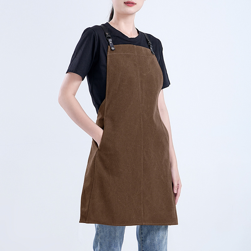 Delantal de lona gruesa transfronteriza estilo coreano minimalista barista delantal de ropa de trabajo al por mayor personalizado