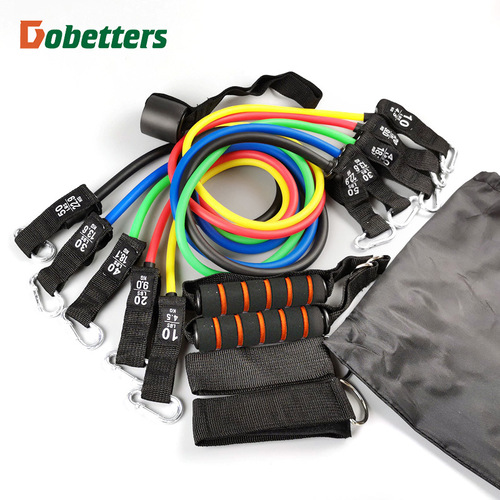 11-piece set of tensioners, fitness tension rope functional trainer, rubber combination auxiliary tension rope set factory