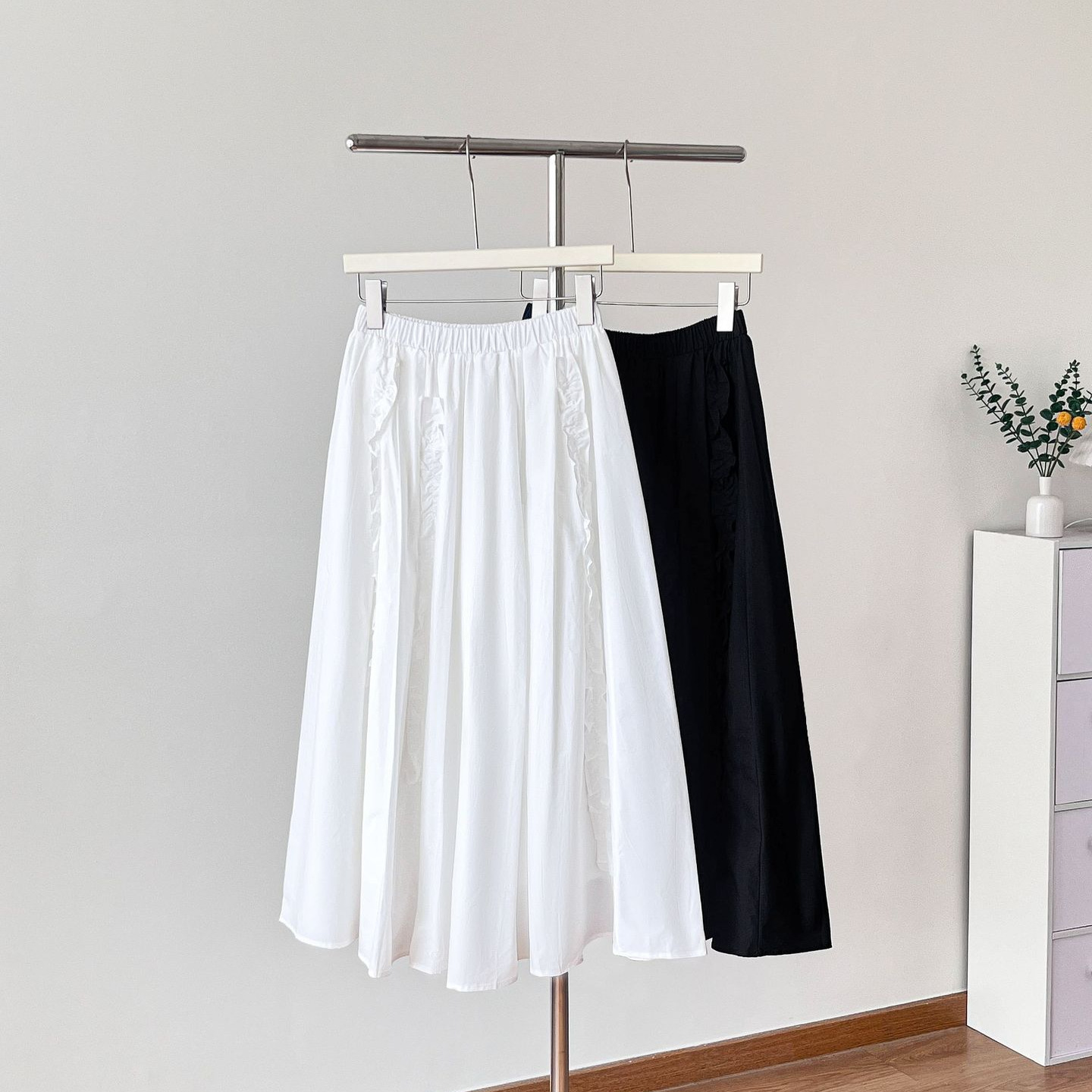 Mori Style Sweet White Skirt 2025 Early Spring New Arrival Casual All-match Elbow Mid-length Elegant A- line Skirt