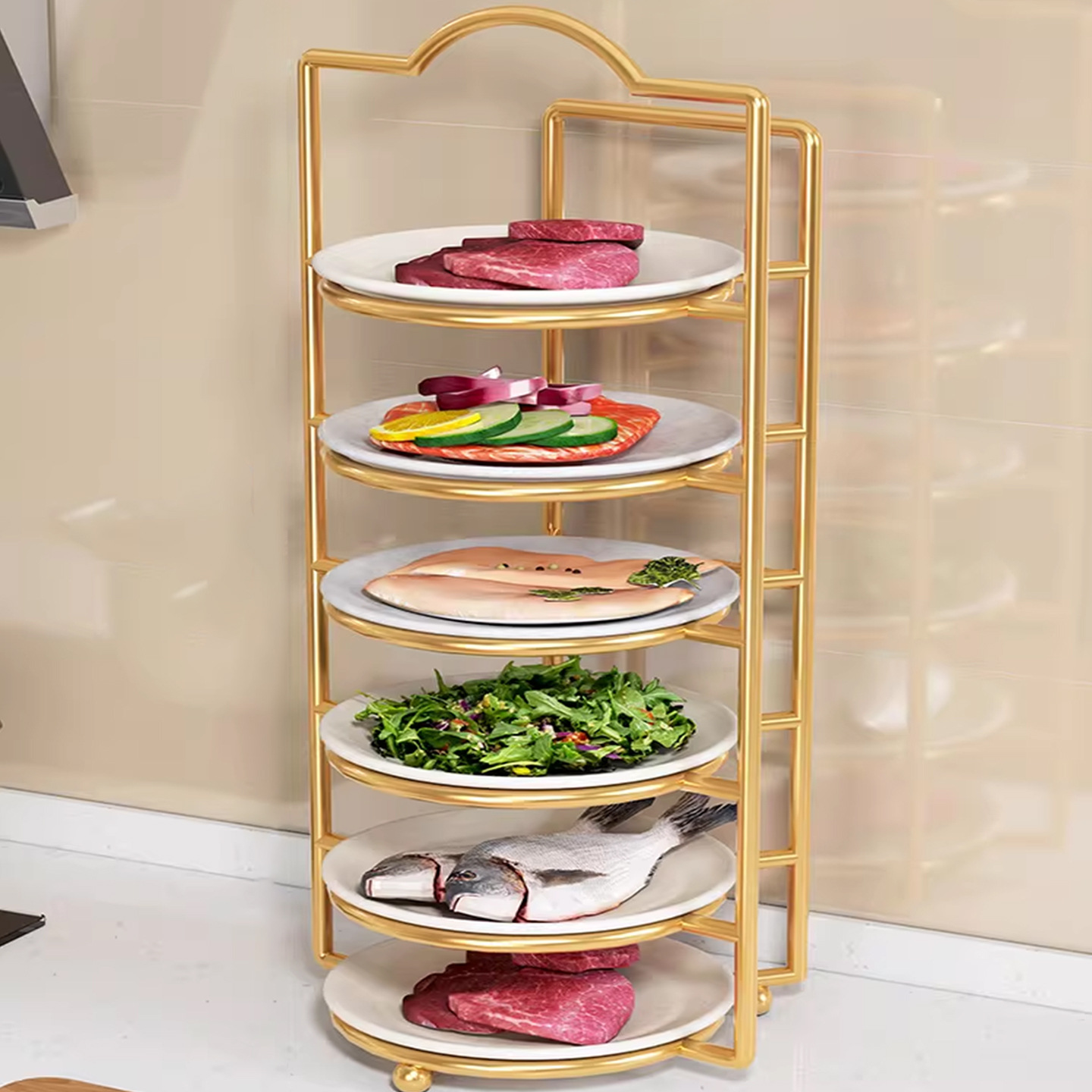 Multi-Layer Kitchen Prep Rack for Organizing Dishes, Multifunctional Plate Storage Rack, Magic Tool for Storing Leftovers