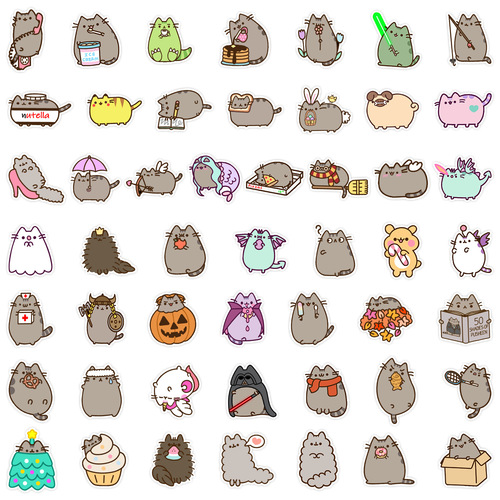 50 Pushkin kitten stickers, mobile phone water cup, suitcase, skateboard sticker, waterproof handbook wholesale