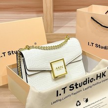 香港专柜真皮链条包女斜挎2024新款潮高级感时尚夏天今年流行小包