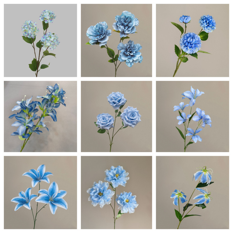 Blue artificial flower wedding flower rose Phalaenopsis star Hydrangea lily fake blue artificial flower wholesale