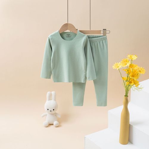Children's German velvet thermal underwear, parent-child wear, home clothes, baby high-waist elastic, traceless, boneless autumn clothes and autumn trousers set