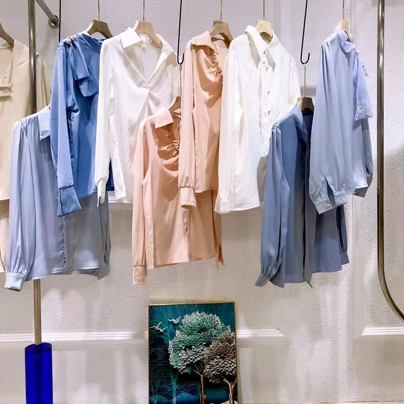 Французская ацетатная рубашка женская чувство дизайна нишевая с длинными рукавами v-образным вырезом дикий профессиональный темперамент топ со скидкой