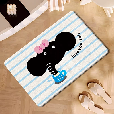 Mat Shower Room Door Absorbent | Avtomobil döşəmə paspasları - baby-elephant-drinking-water-square-white-background-396009cm