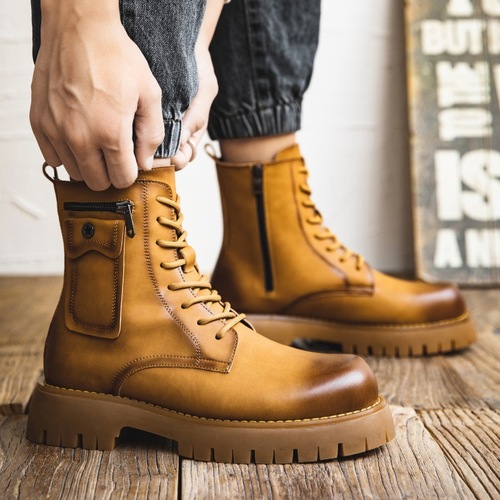 Martin boots men's high-top British style retro mid-top work shoes autumn genuine leather thick-soled casual leather boots desert boots
