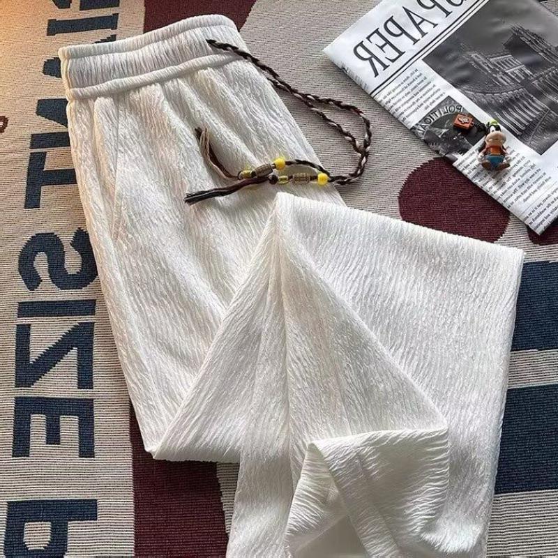 2025 Spring and Autum High-End Casual Pants Men's Trendyy Fashion Retro Loose Straight Draped Sports Ice Silk Pants 2025 Spring and Autum High-End Casual Pants Men's Trendyy Fashion Retro Loose Straight Draped Sports Ice Silk Pants