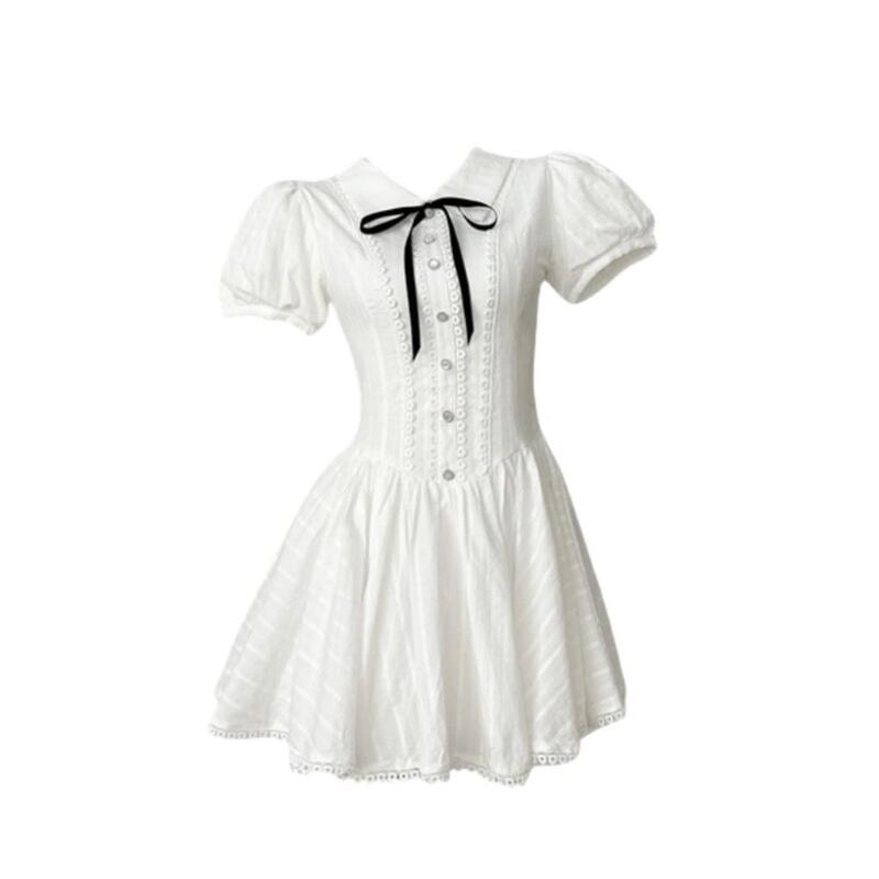 Summer New Sweet and Spicy Girl Preppy Style First Love Casual Elegant Female White Skirt A-Line Tutu Skirt Dress Summer New Sweet and Spicy Girl Preppy Style First Love Casual Elegant Female White Skirt A-Line Tutu Skirt Dress
