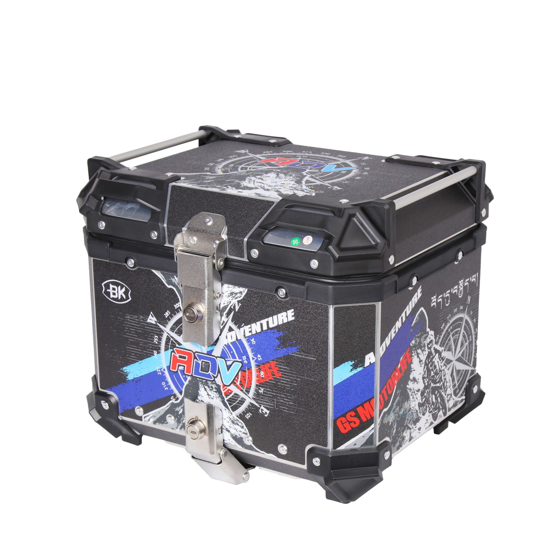 ADV brújula calcomanías de aluminio blanco cajas traseras de motocicleta de gran capacidad scooter baúl de vehículos eléctricos