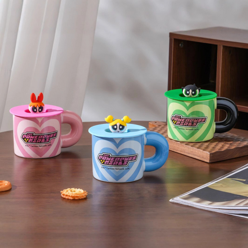 Flight Girl Cop Copper genuino taza de cerámica de dibujos animados con taza de agua casera encantadora taza de enjuague creativo al por mayor