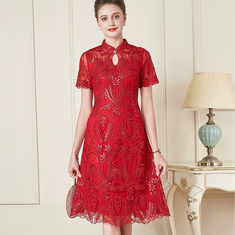 Шэньчжэнь улучшилось Cheongsam молодая Счастливая Мать-в-законе свадебное платье Благородный мать свадебное платье плюс Размер платья поколение волос